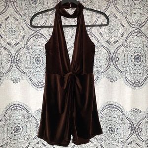 BRONZE VELVET ROMPER